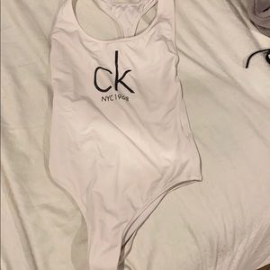White Calvin Klein one piece bathing suit